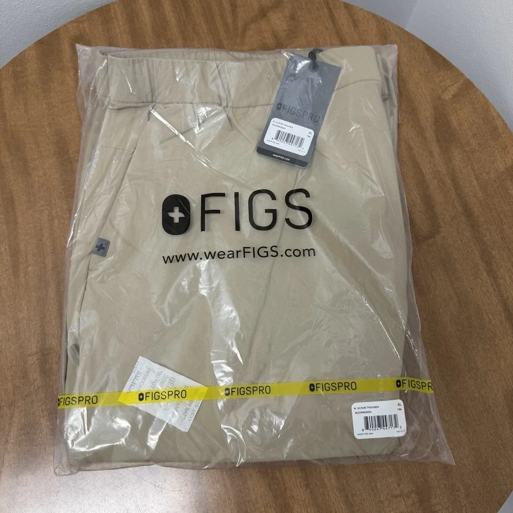 FIGSPRO XL Scrub Trouser Mens Khaki Stretch Medical FIGS Button Zip Nursing